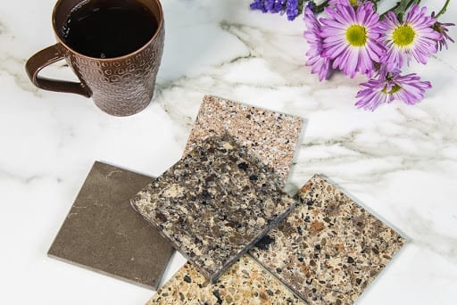 granite tiles and coffee