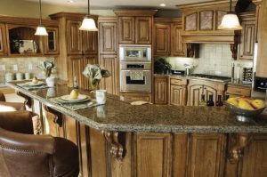 kitchen with distressed cabinets