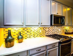 modern kitchen with decorative tile