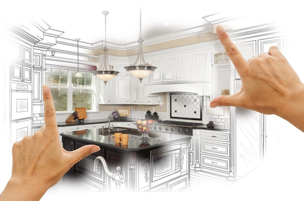 Female Hands Framing Custom Kitchen Design