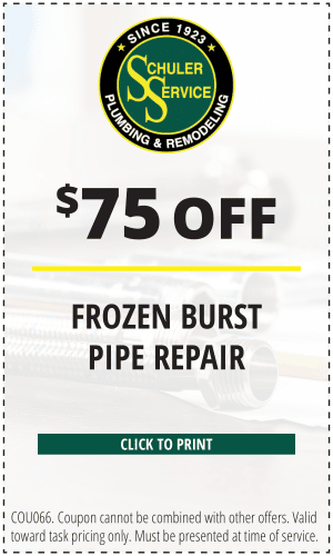 $75 off frozen burst pipe repair. Click to print. COU066. Coupon cannot be combined with other offers. Valid toward task pricing only. Must be presented at time of service.