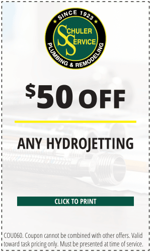 $50 off any hydrojetting. Click to print. COU060. Coupon cannot be combined with other offers. Valid toward task pricing only. Must be presented at time of service.