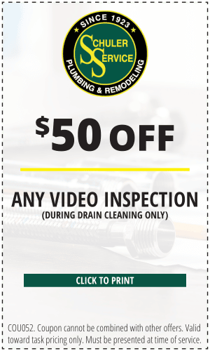 $50 off any video inspection (during drain cleaning only). Click to print. COU052. Coupon cannot be combined with other offers. Valid toward task pricing only. Must be presented at time of service.