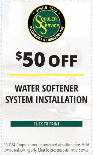 $50 off water softener system installation. Click to print. COU064. Coupon cannot be combined with other offers. Valid toward task pricing only. Must be presented at time of service.