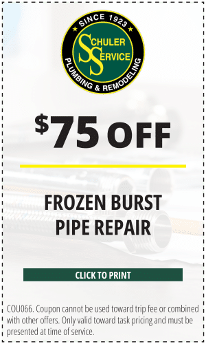 $75 off frozen burst pipe repair. Click to print. COU066. Coupon cannot be used toward trip fee or combined with other offers. Only valid toward task pricing and must be presented at time of service.