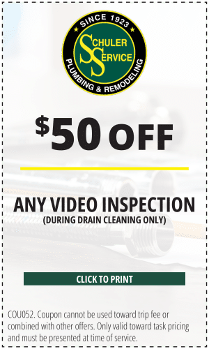 $50 off any video inspection (during drain cleaning only). Click to print. COU052. Coupon cannot be used toward trip fee or combined with other offers. Only valid toward task pricing and must be presented at time of service.