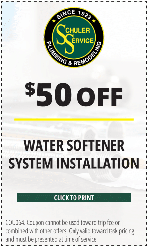 $50 off water softener system installation. Click to print. COU064. Coupon cannot be used toward trip fee or combined with other offers. Only valid toward task pricing and must be presented at time of service.